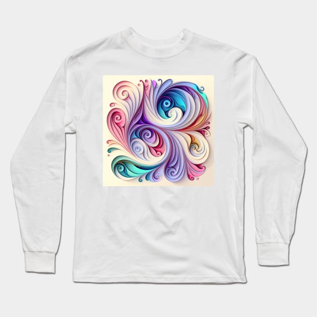 A Colorful Psychedelic Fractal Pattern Long Sleeve T-Shirt by daniel4510